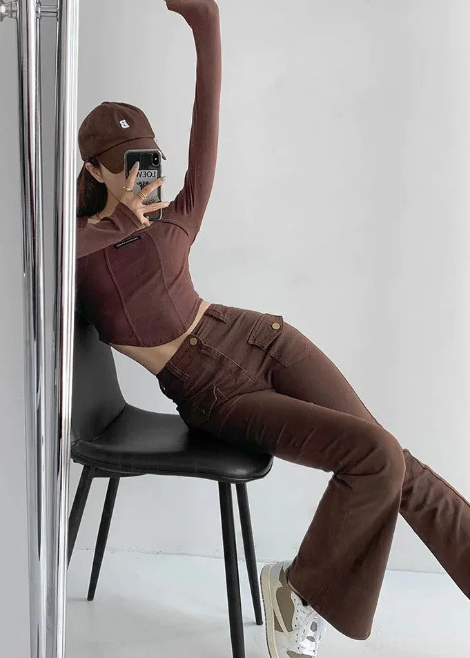 Matte Design double pocket flared pants