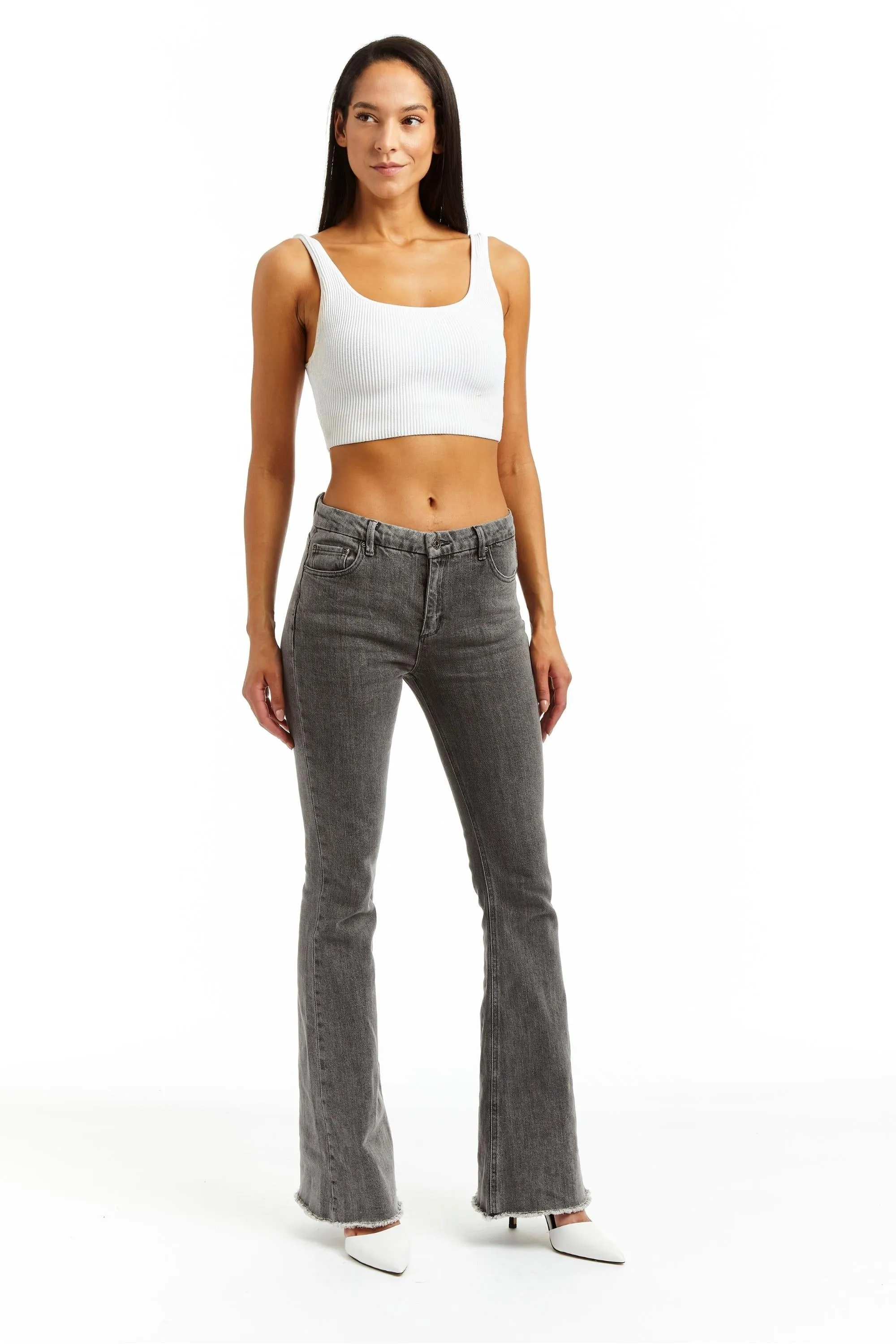 Mid Rise Flare In Grey