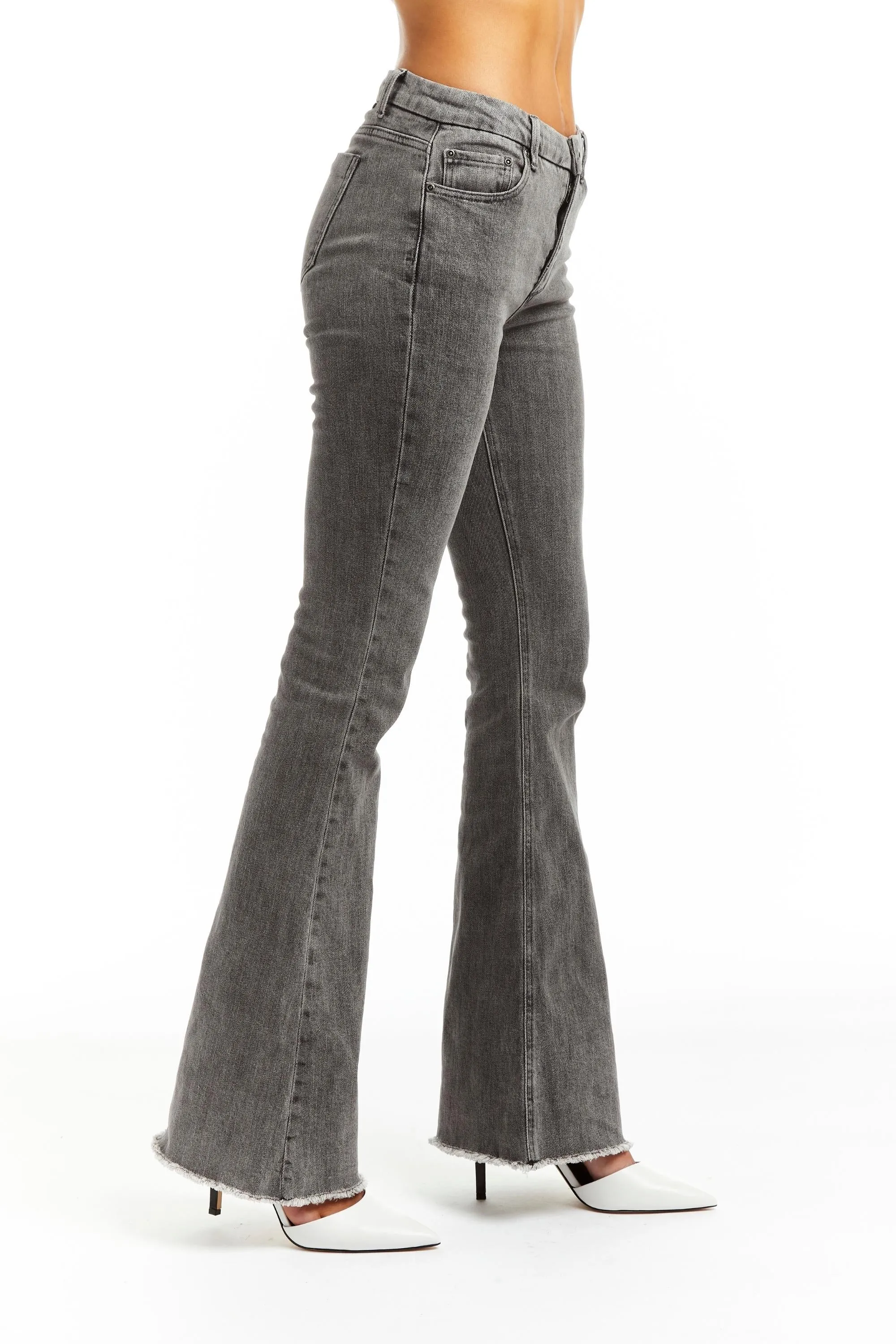 Mid Rise Flare In Grey