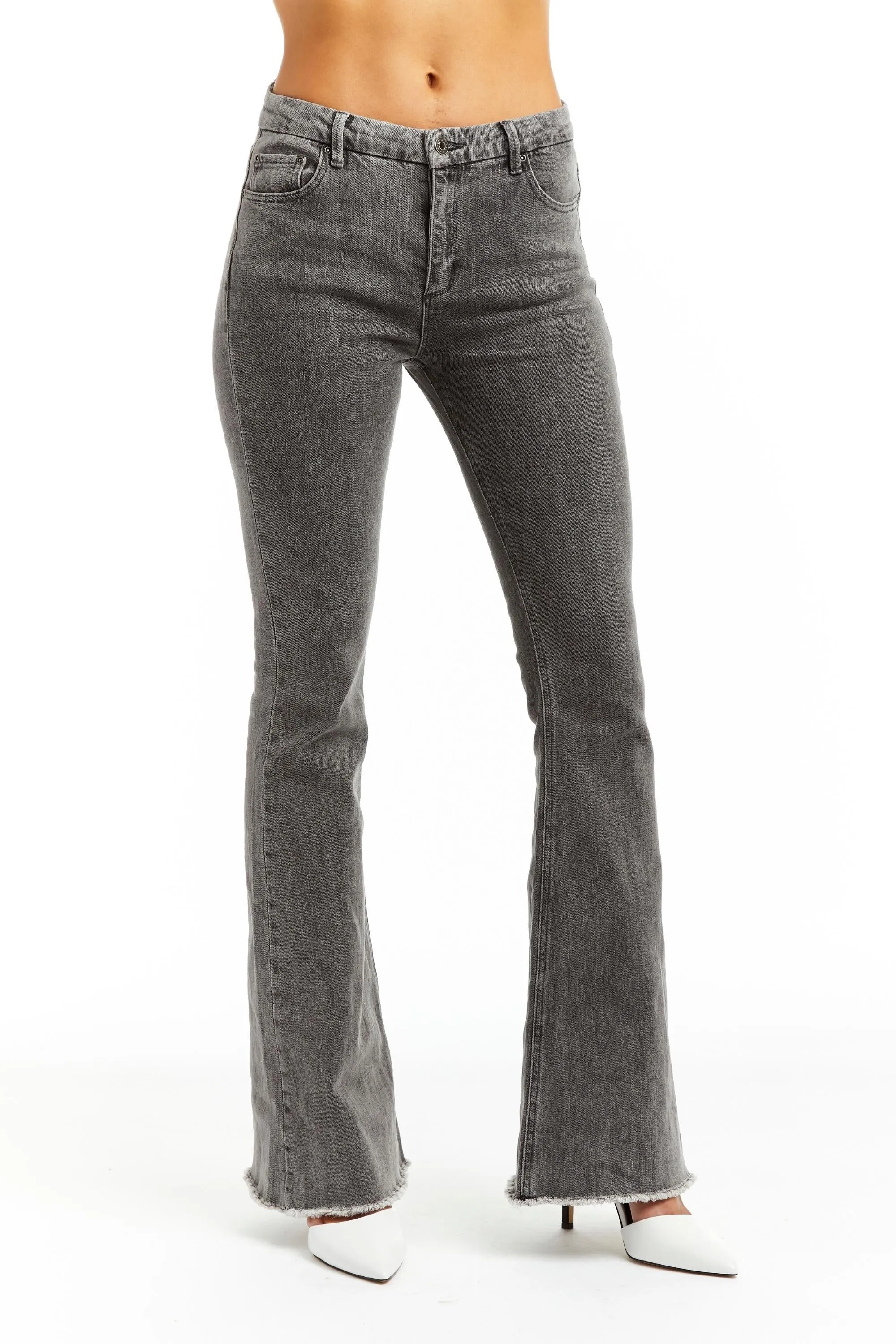 Mid Rise Flare In Grey