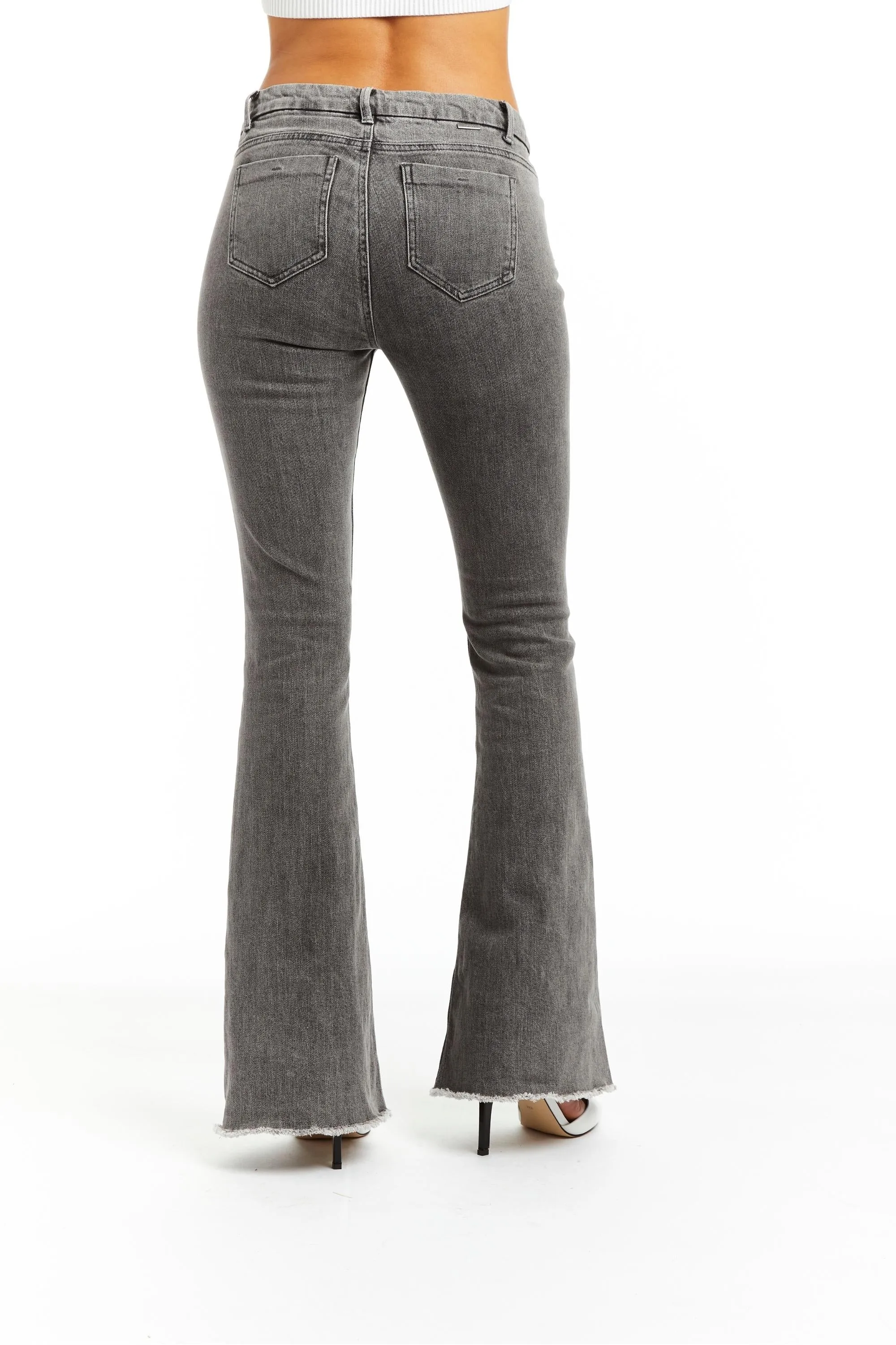 Mid Rise Flare In Grey