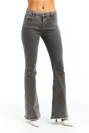Mid Rise Flare In Grey