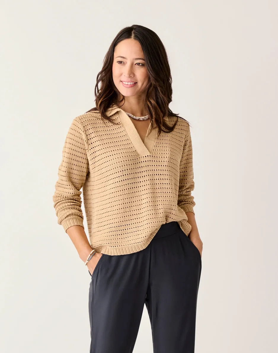 Morgan Polo Sweater: Biscuit