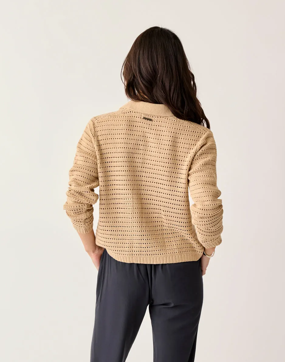 Morgan Polo Sweater: Biscuit