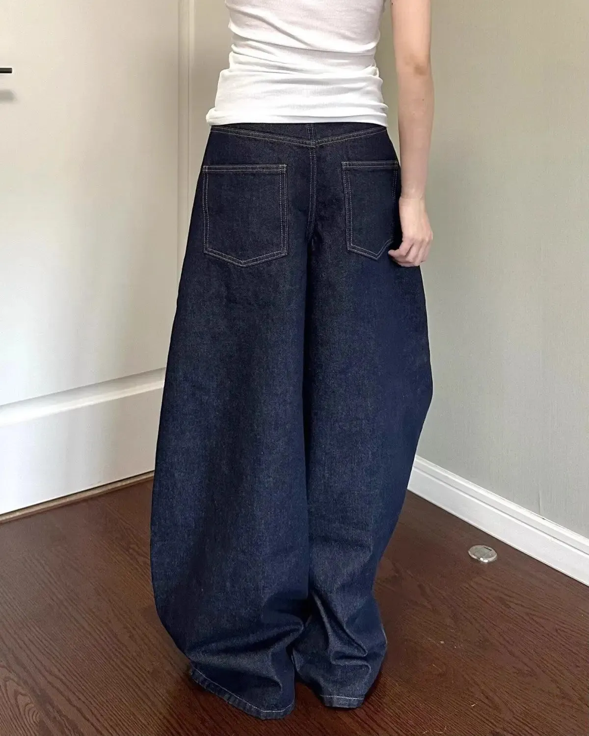 New American Women Black High Street Vibe Wide-Leg For Autumn And Winter For Men And Women Washed Loose Straight Pants Jeans