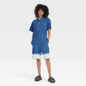 New - Houston White Women's Denim Loose Jumpsuit Rompers Shortalls