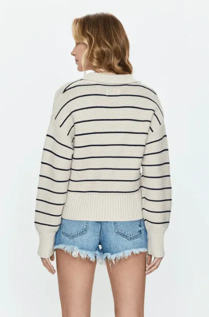 Pistola Arlo Polo Sweater in Dove Navy Stripe