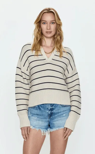 Pistola Arlo Polo Sweater in Dove Navy Stripe