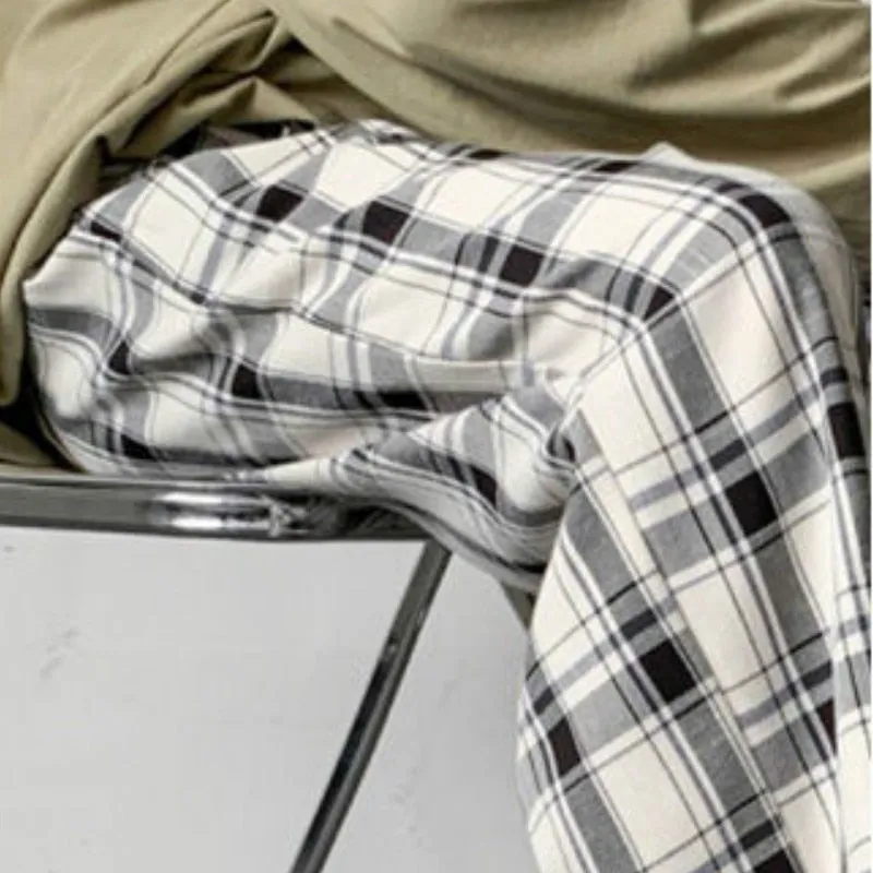 Plaid Loose Retro Casual Trousers