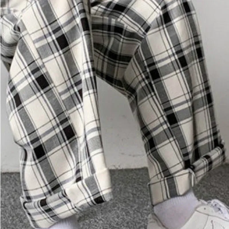 Plaid Loose Retro Casual Trousers