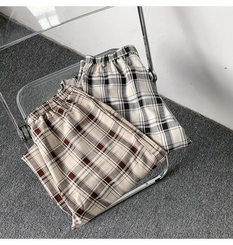 Plaid Loose Retro Casual Trousers