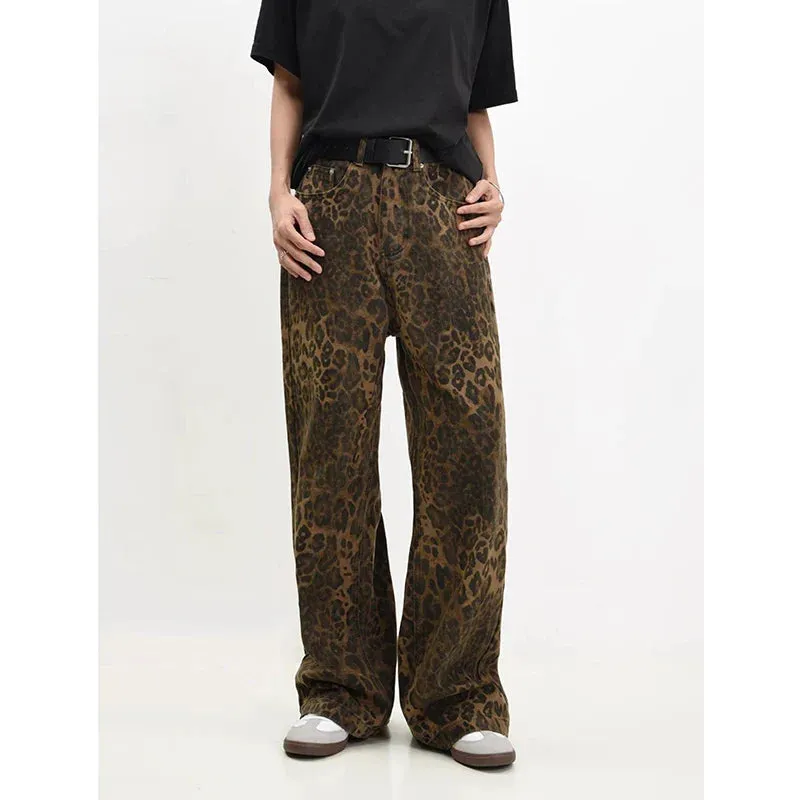 Retro High Waist Straight Hip-hop Printed Pants