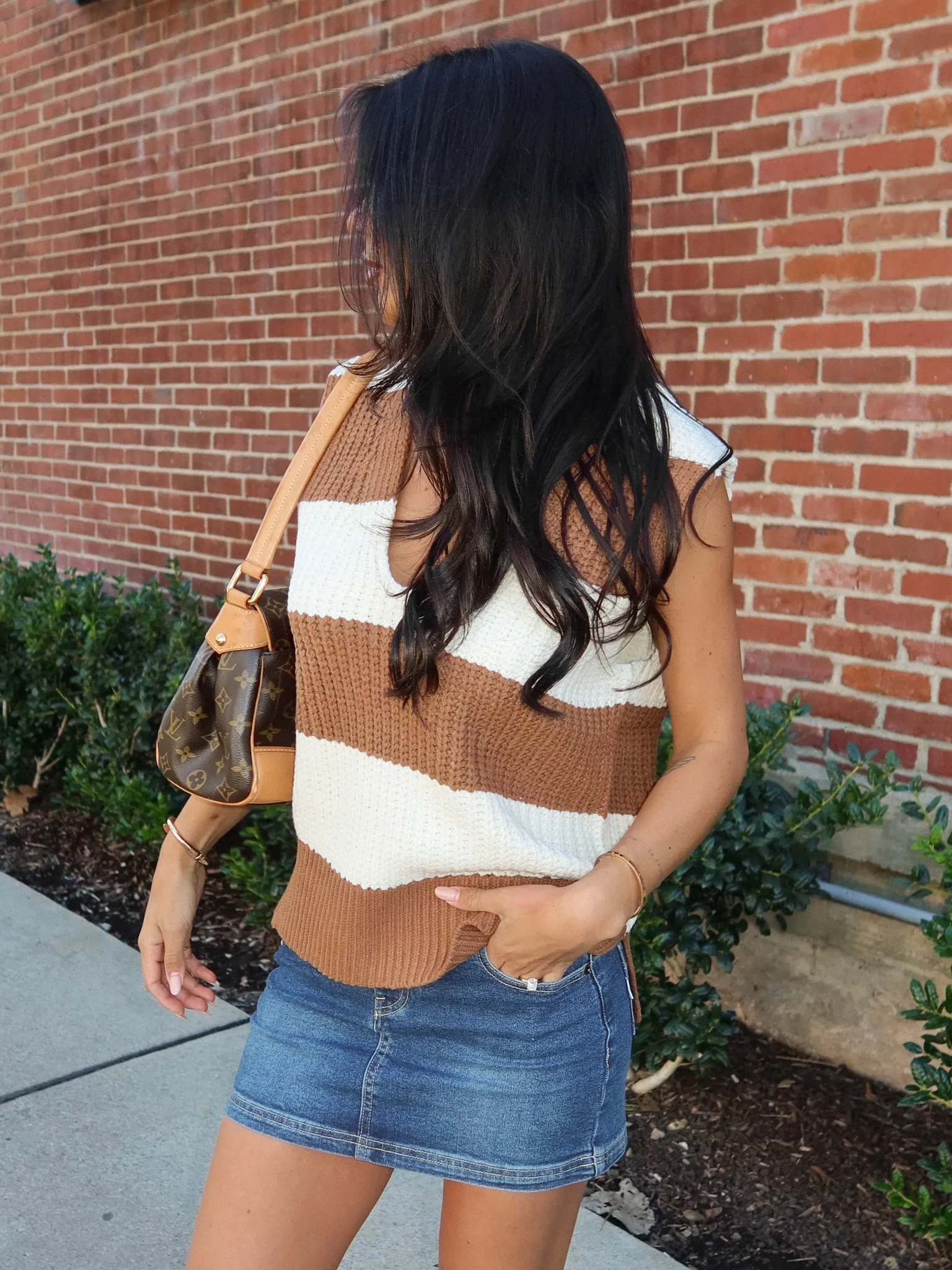 Salted Caramel Stripe Knit Vest