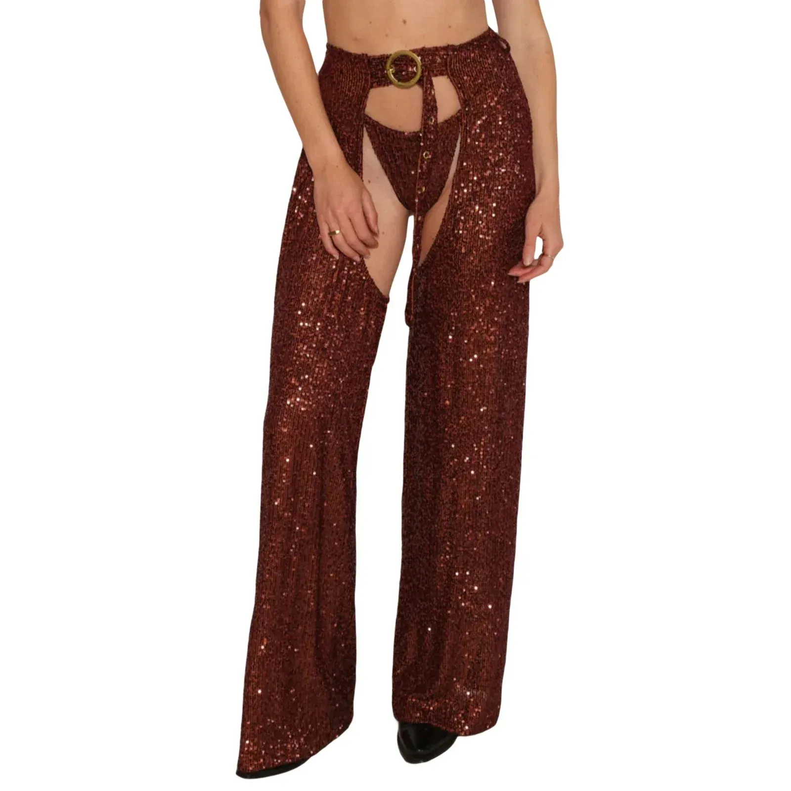 Sexy Open Sparkly Glitter Fashion Club Party Sequin Pants