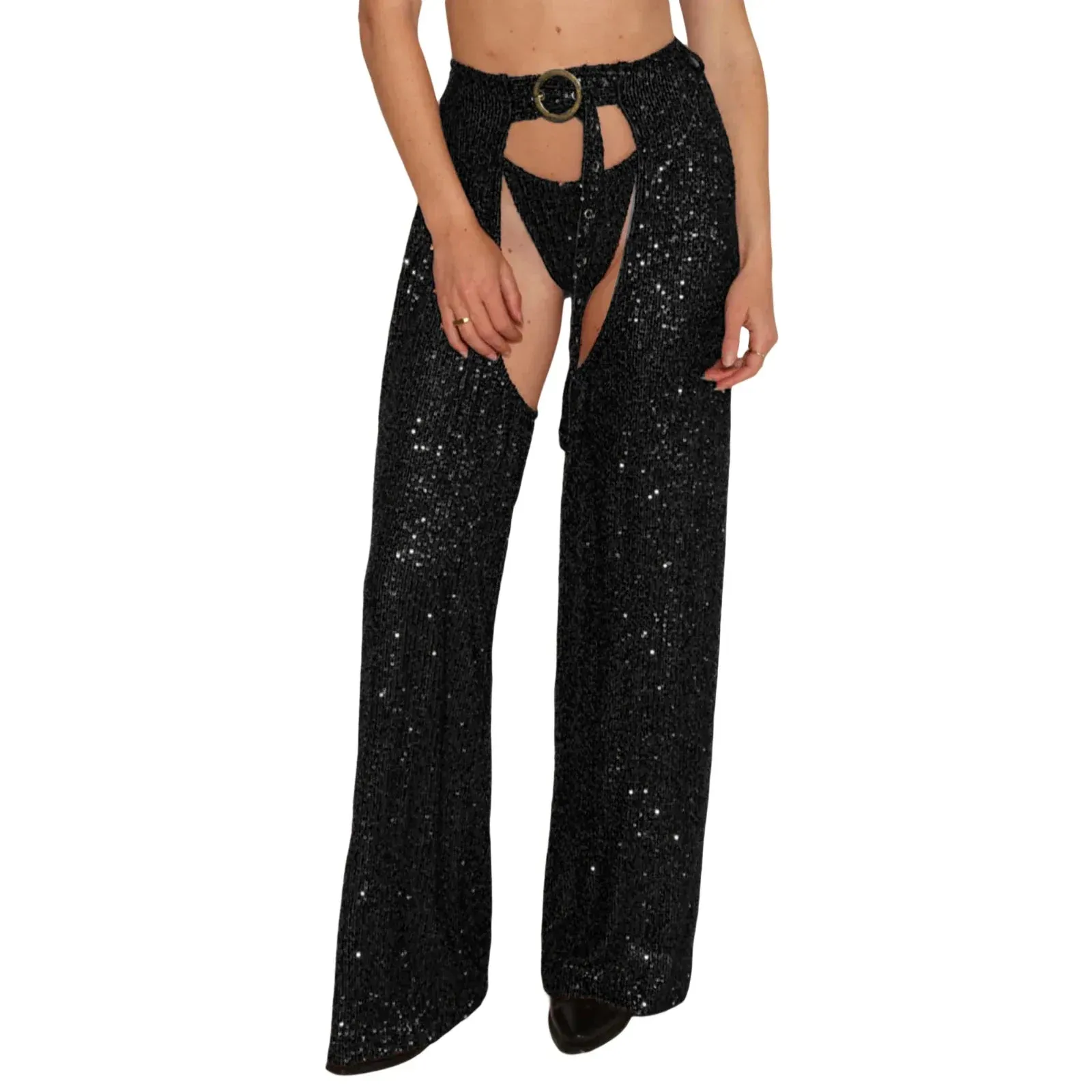 Sexy Open Sparkly Glitter Fashion Club Party Sequin Pants