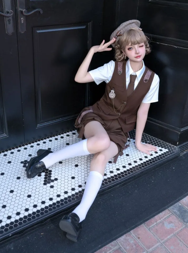 Shirt Vest Pants   Boy Brown Balloon Retro
