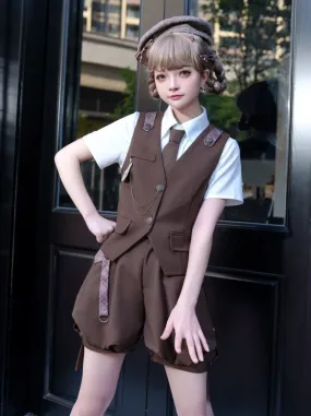Shirt Vest Pants   Boy Brown Balloon Retro