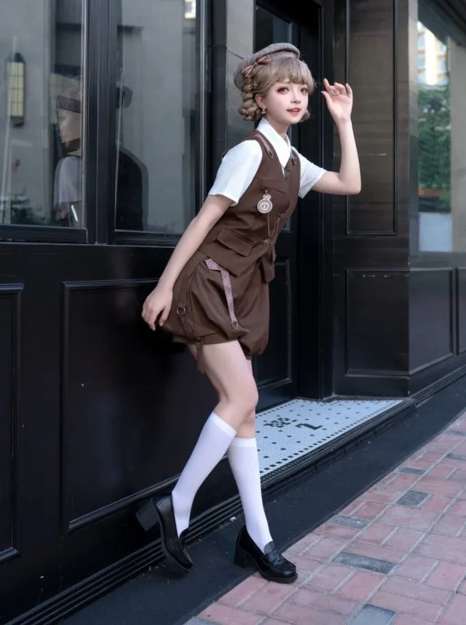 Shirt Vest Pants   Boy Brown Balloon Retro