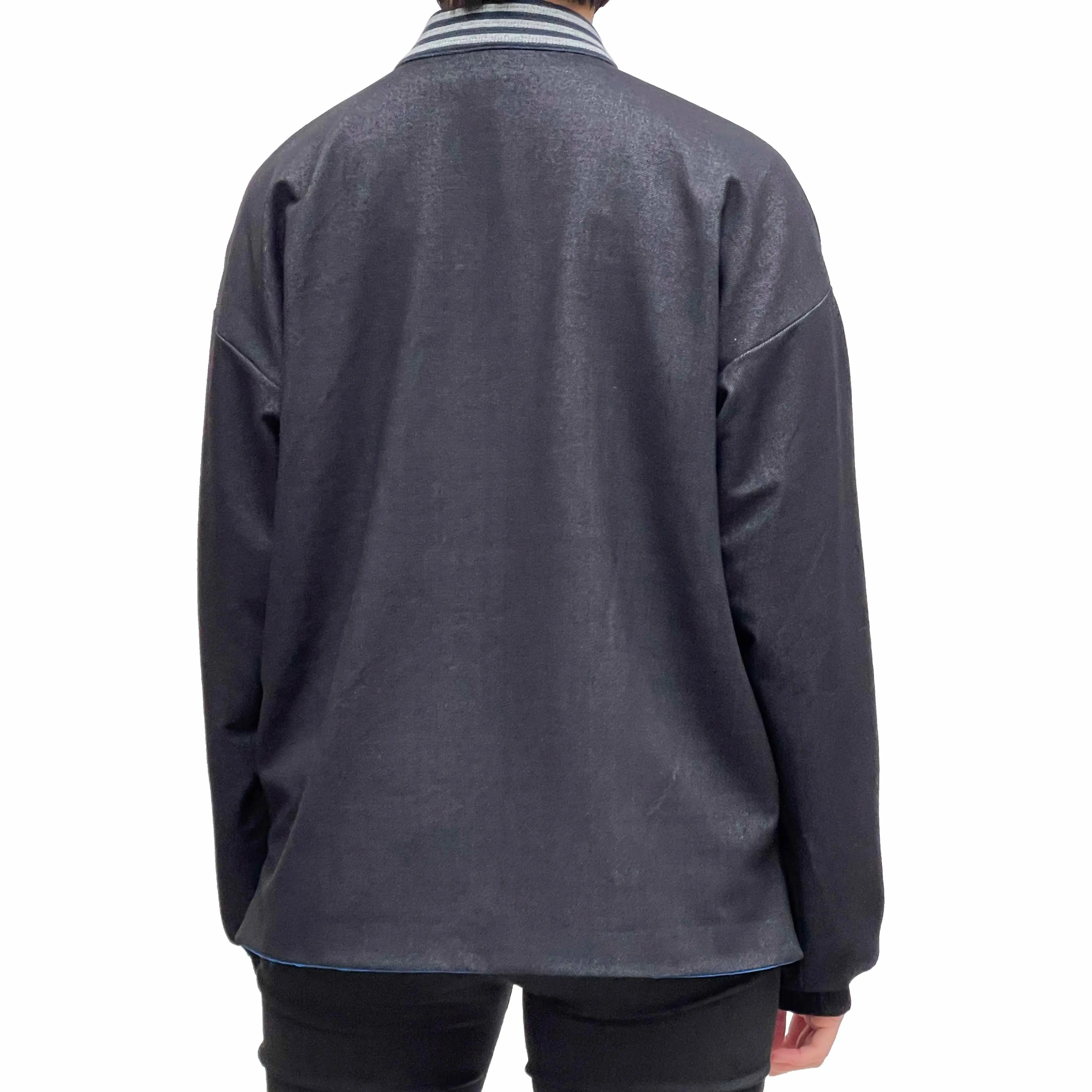 Short Reversible Kimono Jacket, Black/Electric Blue
