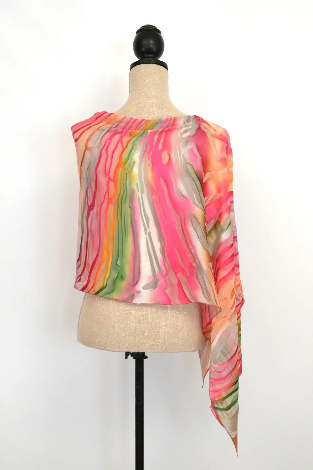Silk-Satin Poncho Coverup | 19" Depth