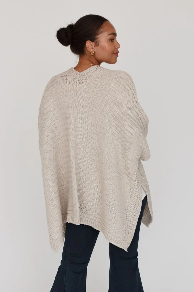 So Deserving Knit Ruana - Oatmeal
