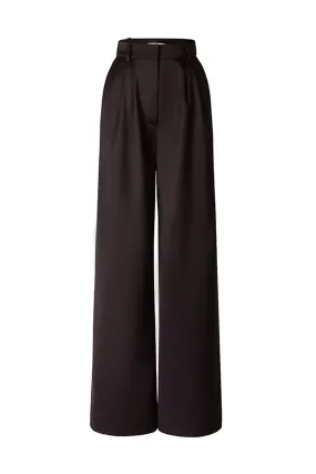 Solid color retro high waist wide leg pants