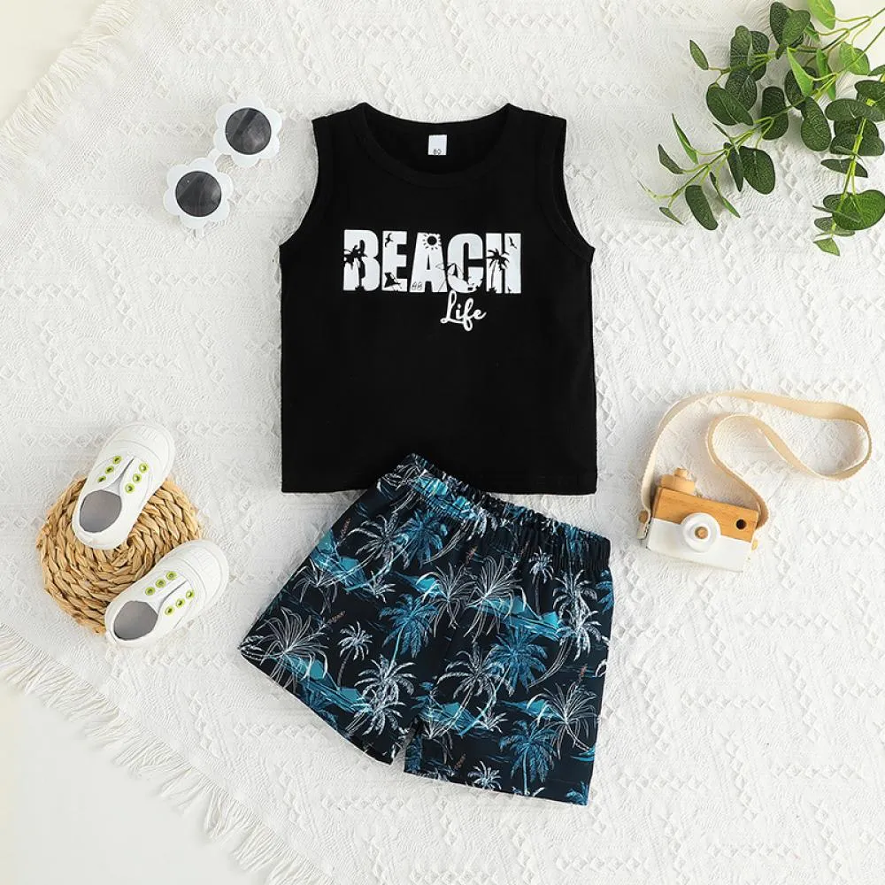 Summer Boys New Sleeveless Vest Shorts Set Wholesale Baby Clothes