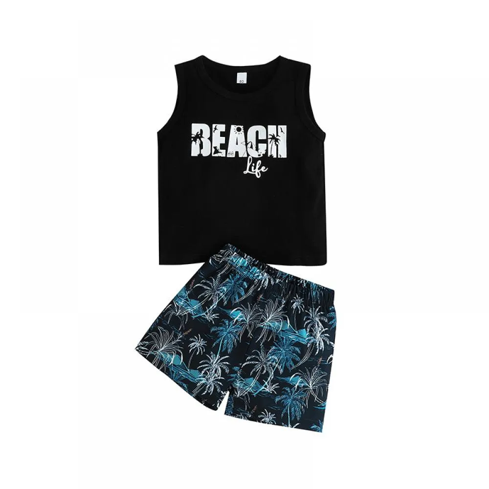 Summer Boys New Sleeveless Vest Shorts Set Wholesale Baby Clothes