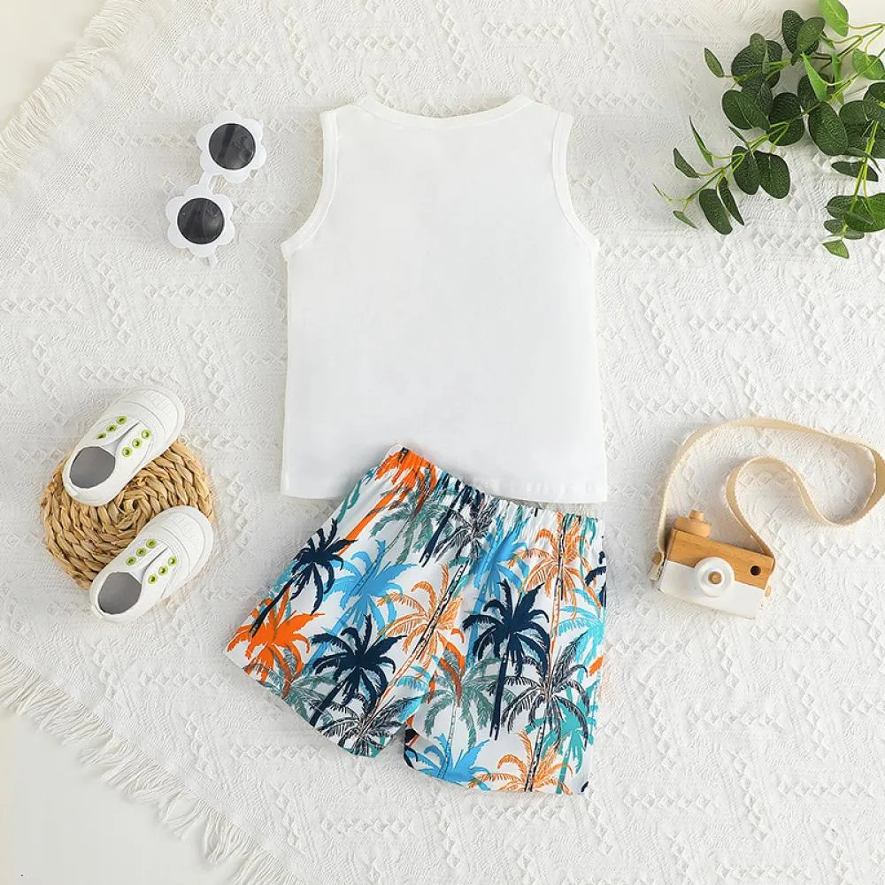 Summer Boys New Sleeveless Vest Shorts Set Wholesale Baby Clothes