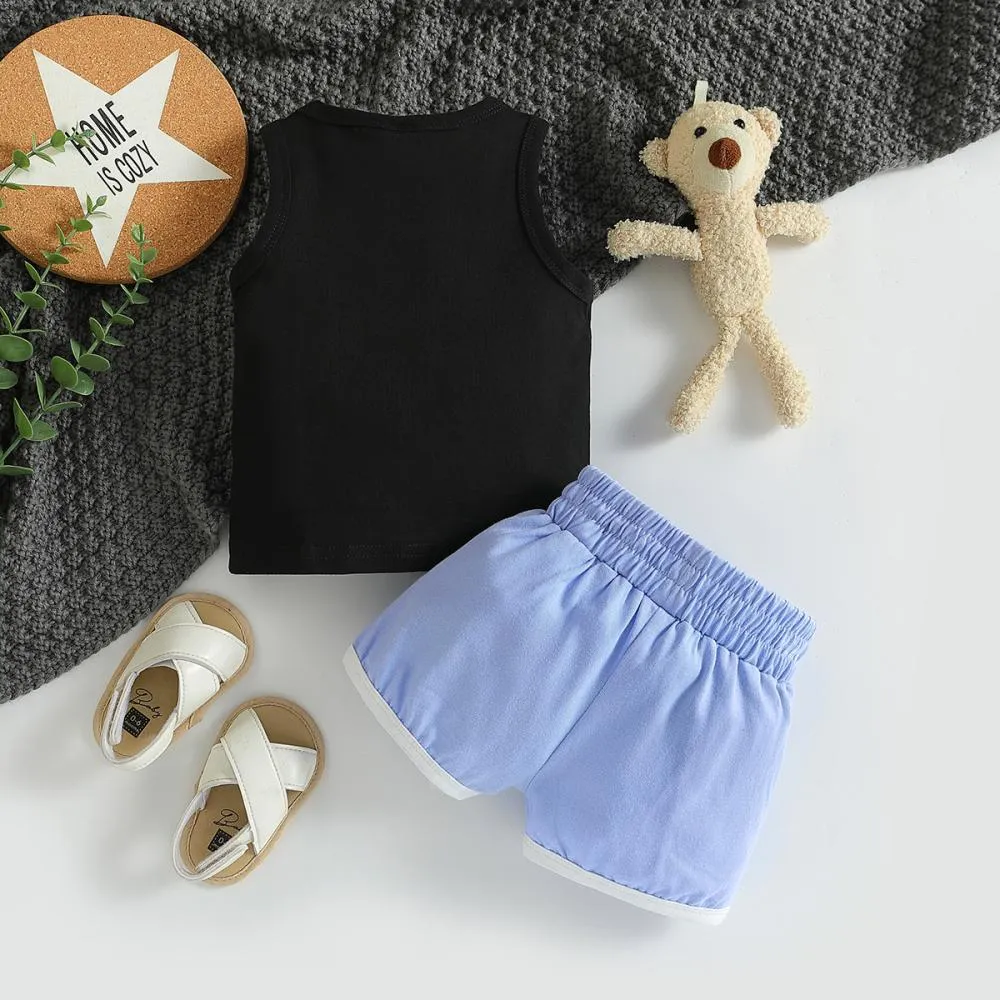 Summer children's printed vest shorts set Wholesale Kids Clothing