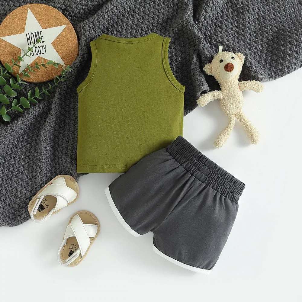Summer children's printed vest shorts set Wholesale Kids Clothing