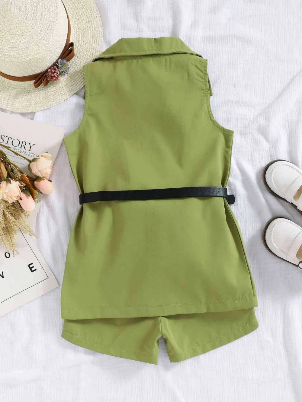 Summer Girls Sleeveless Suit Waistcoat Vest Shorts Waist Pack Four-piece Children's Suit Wholesale
