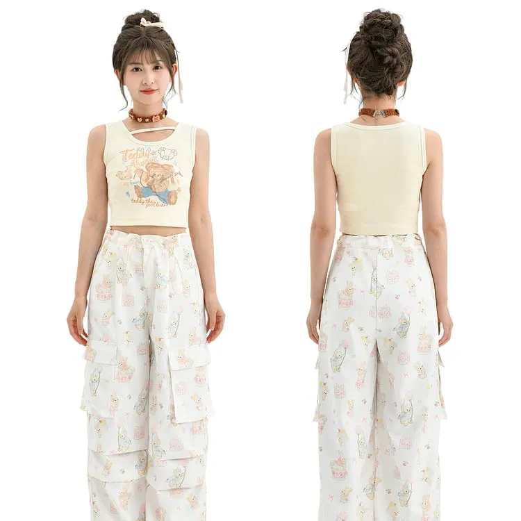 Summer Sweet Girl Style Beige Sleeveless Vest