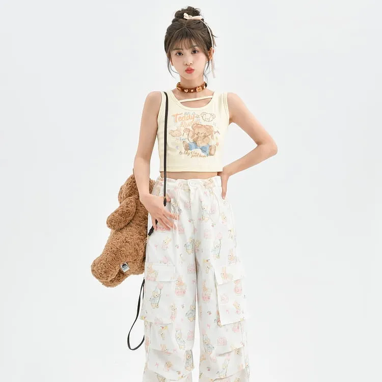 Summer Sweet Girl Style Beige Sleeveless Vest