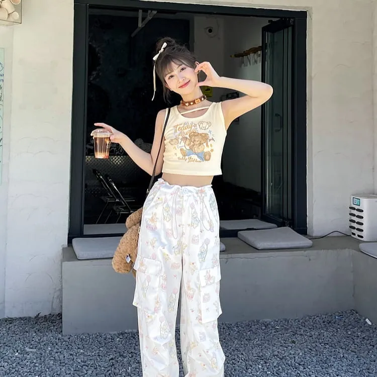 Summer Sweet Girl Style Beige Sleeveless Vest