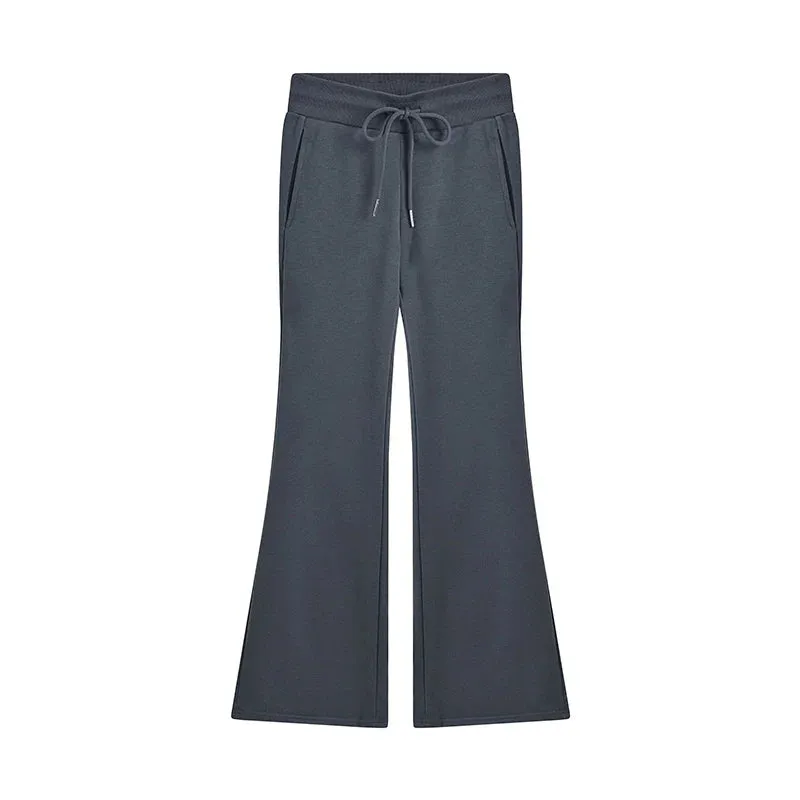 Sweatpants Low-waisted Black Grey Drawstring Flare Streetwear High Quality Pants
