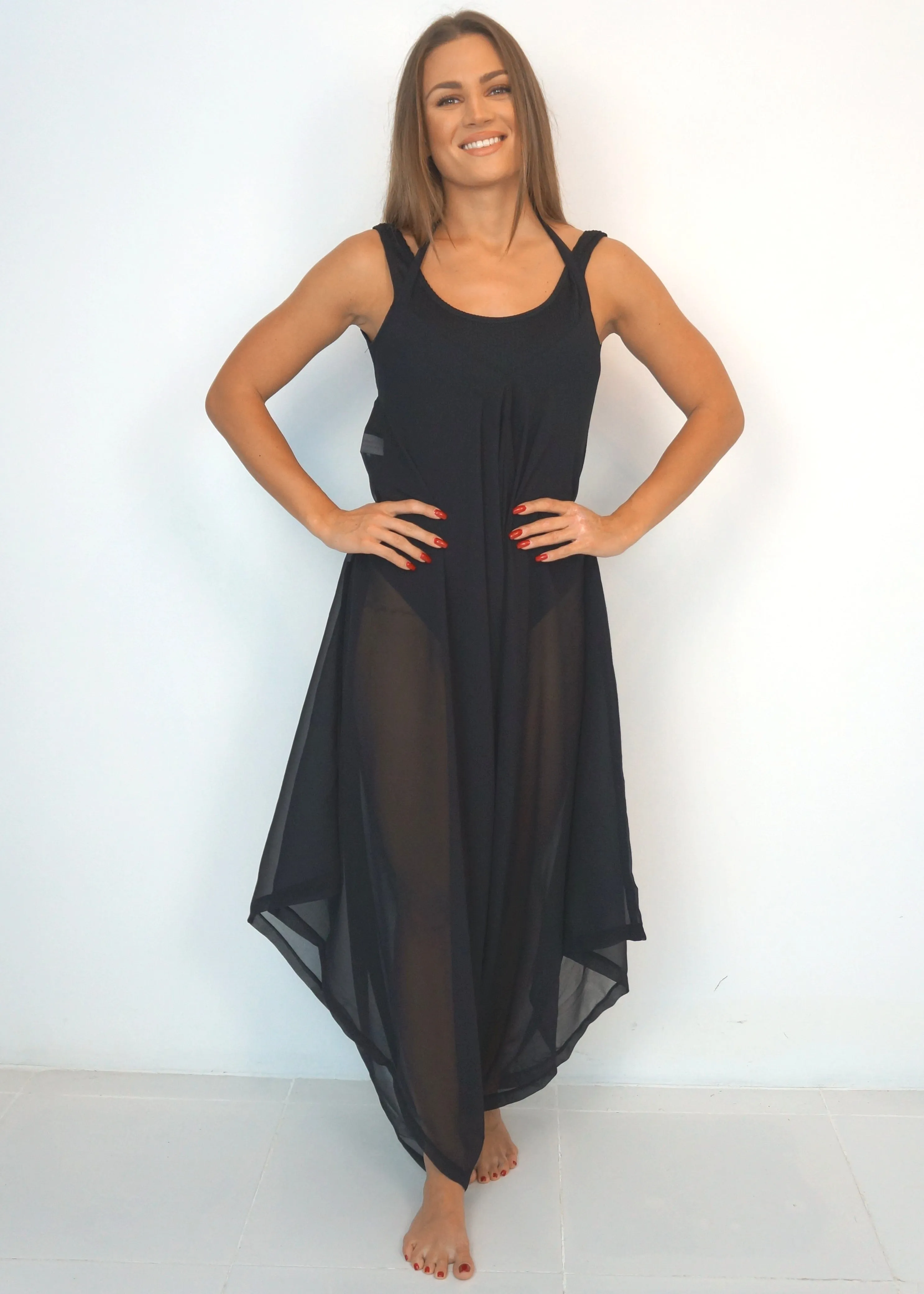 The Harem Jumpsuit - Black Chiffon