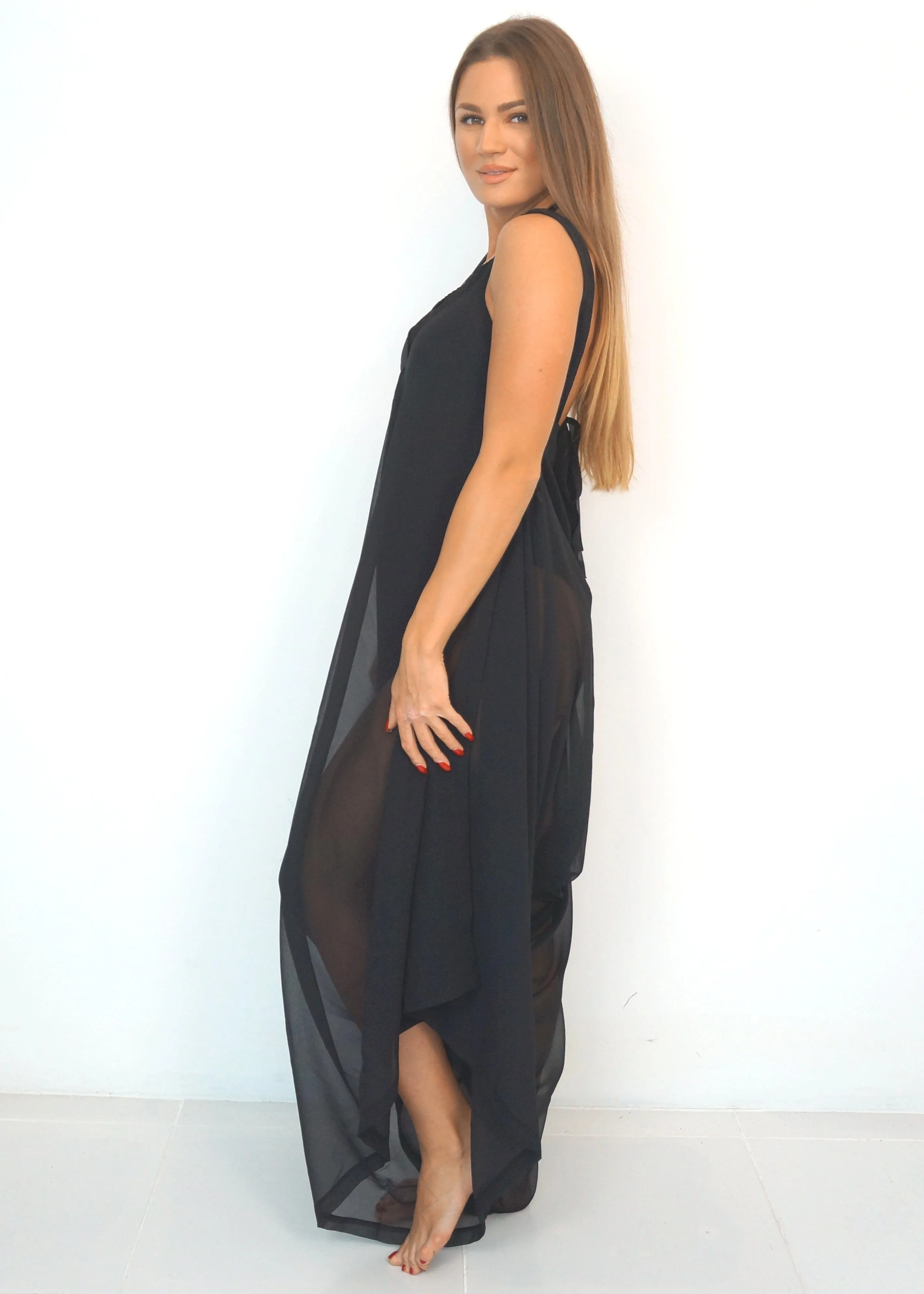 The Harem Jumpsuit - Black Chiffon