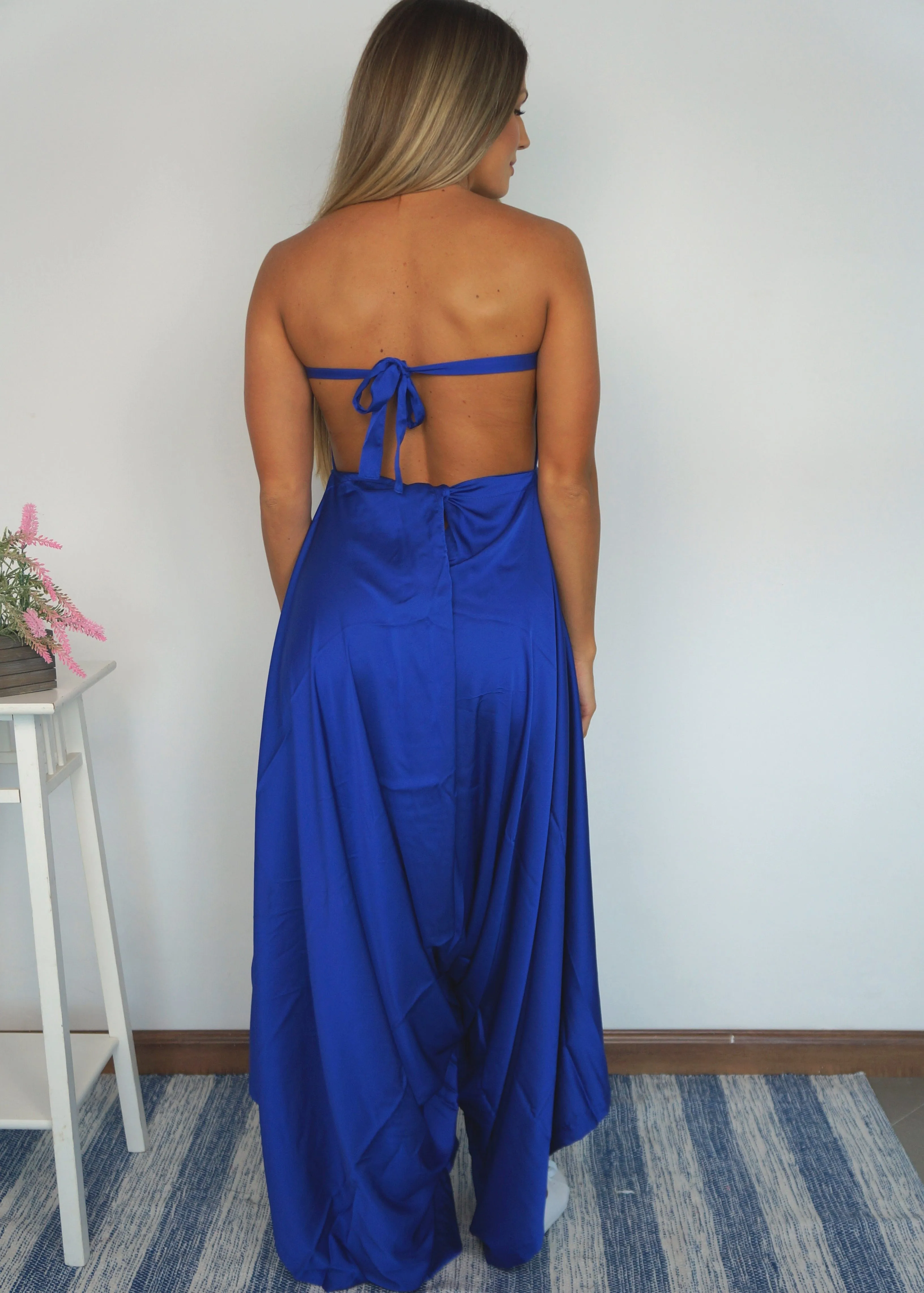 The Harem Jumpsuit - Christmas Red Satin