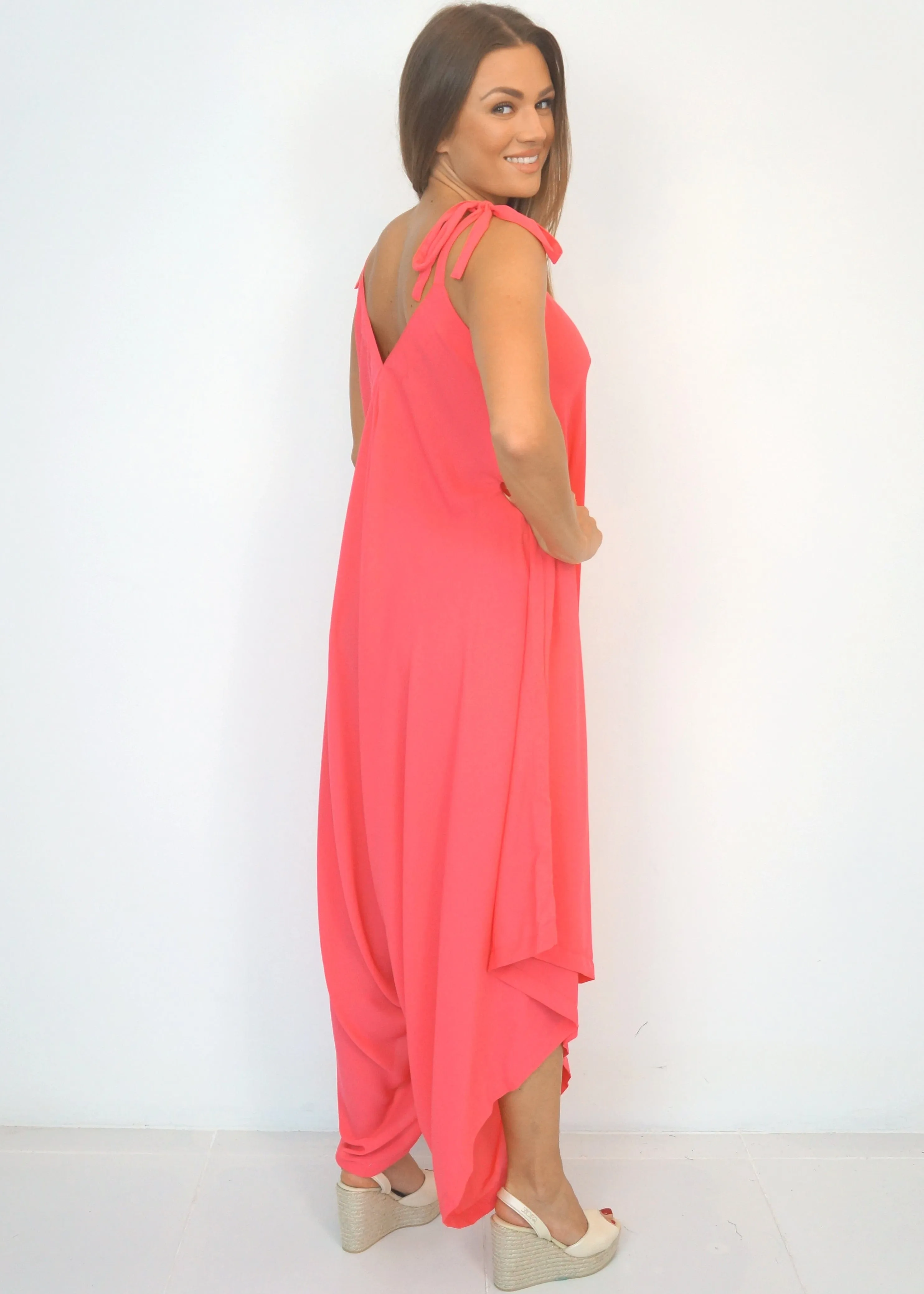 The Harem Jumpsuit - Cy Coral