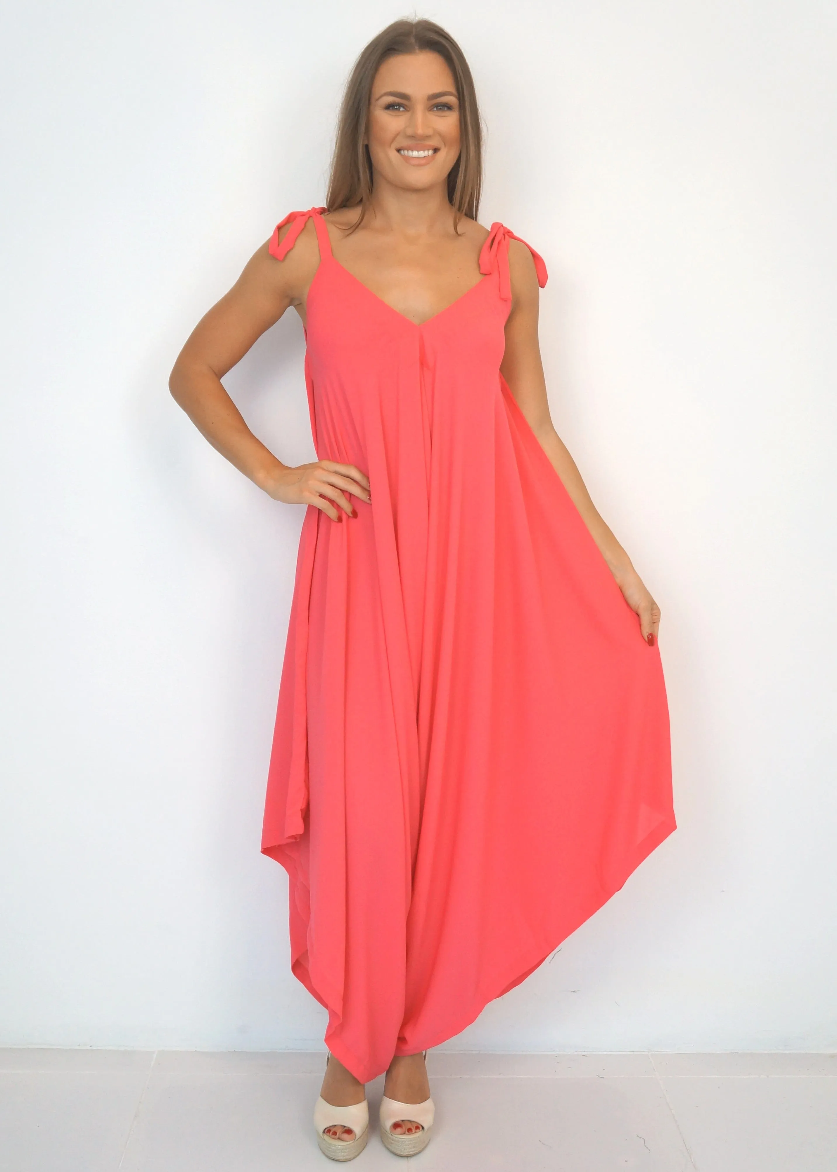 The Harem Jumpsuit - Cy Coral