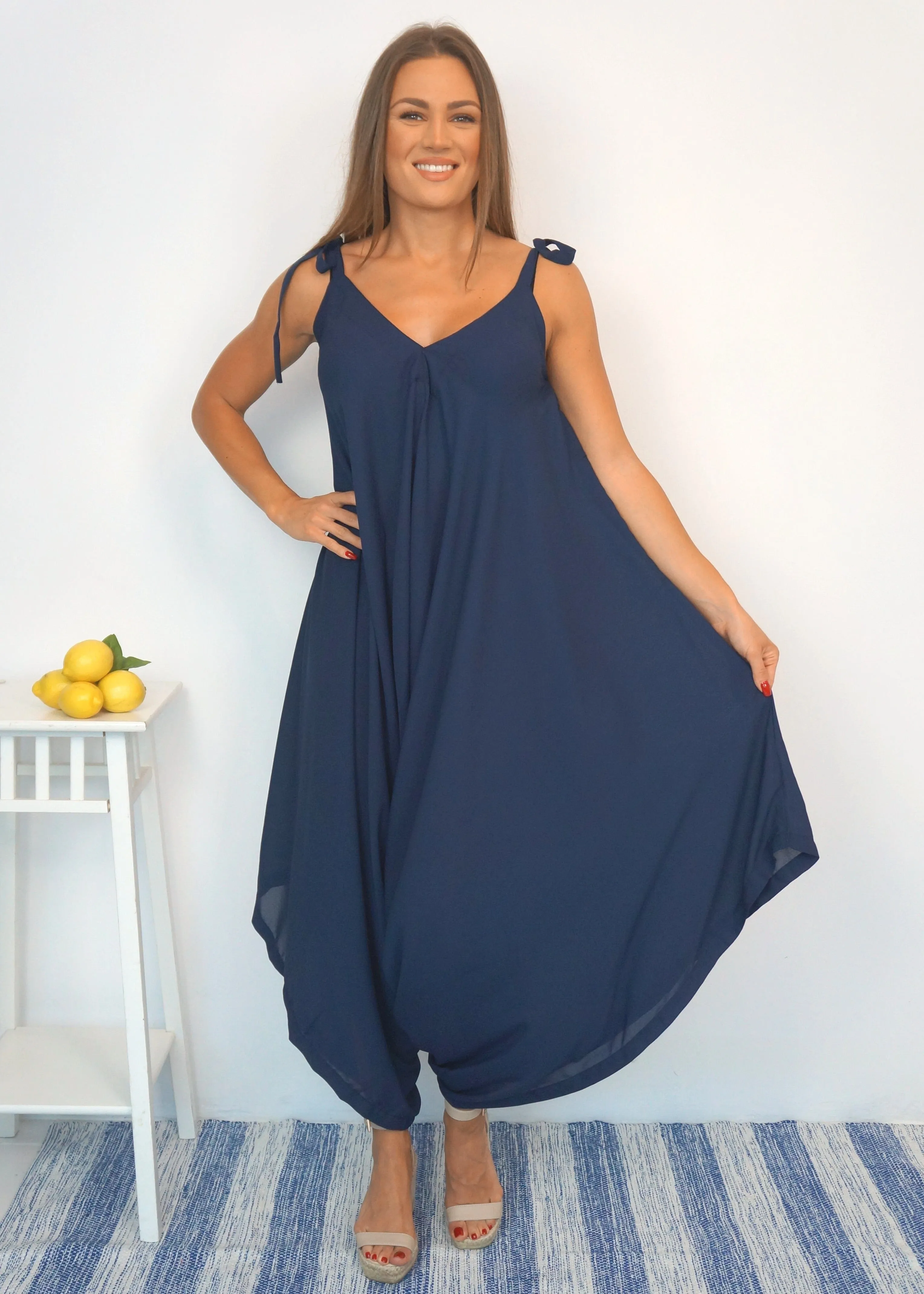 The Harem Jumpsuit - Deep Navy Summer