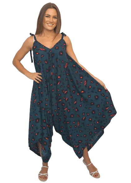 The Harem Jumpsuit - Forest Leopard