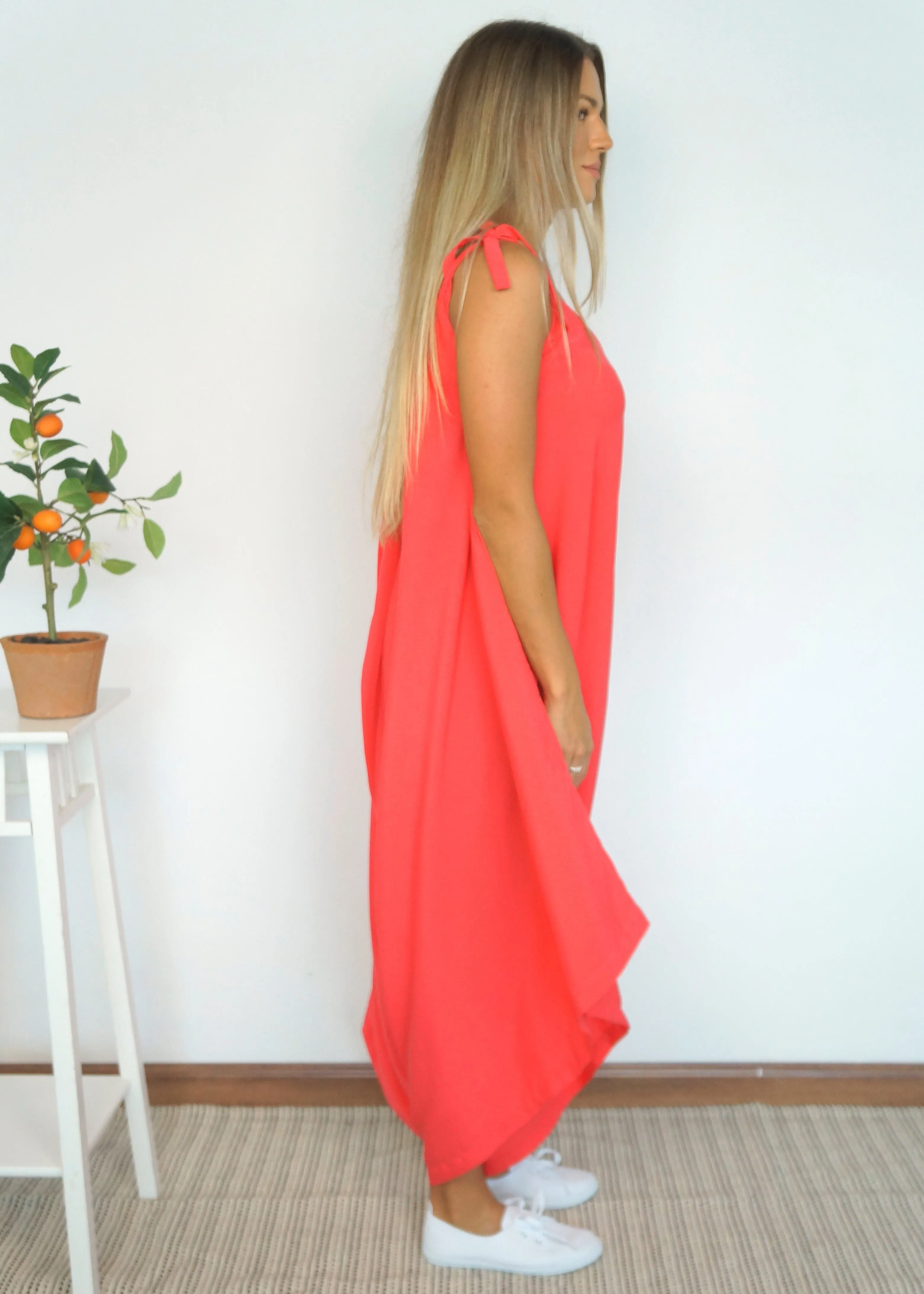 The Harem Jumpsuit - Holiday Coral