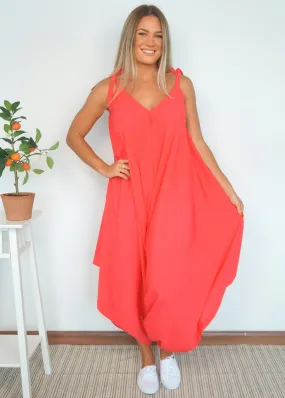 The Harem Jumpsuit - Holiday Coral