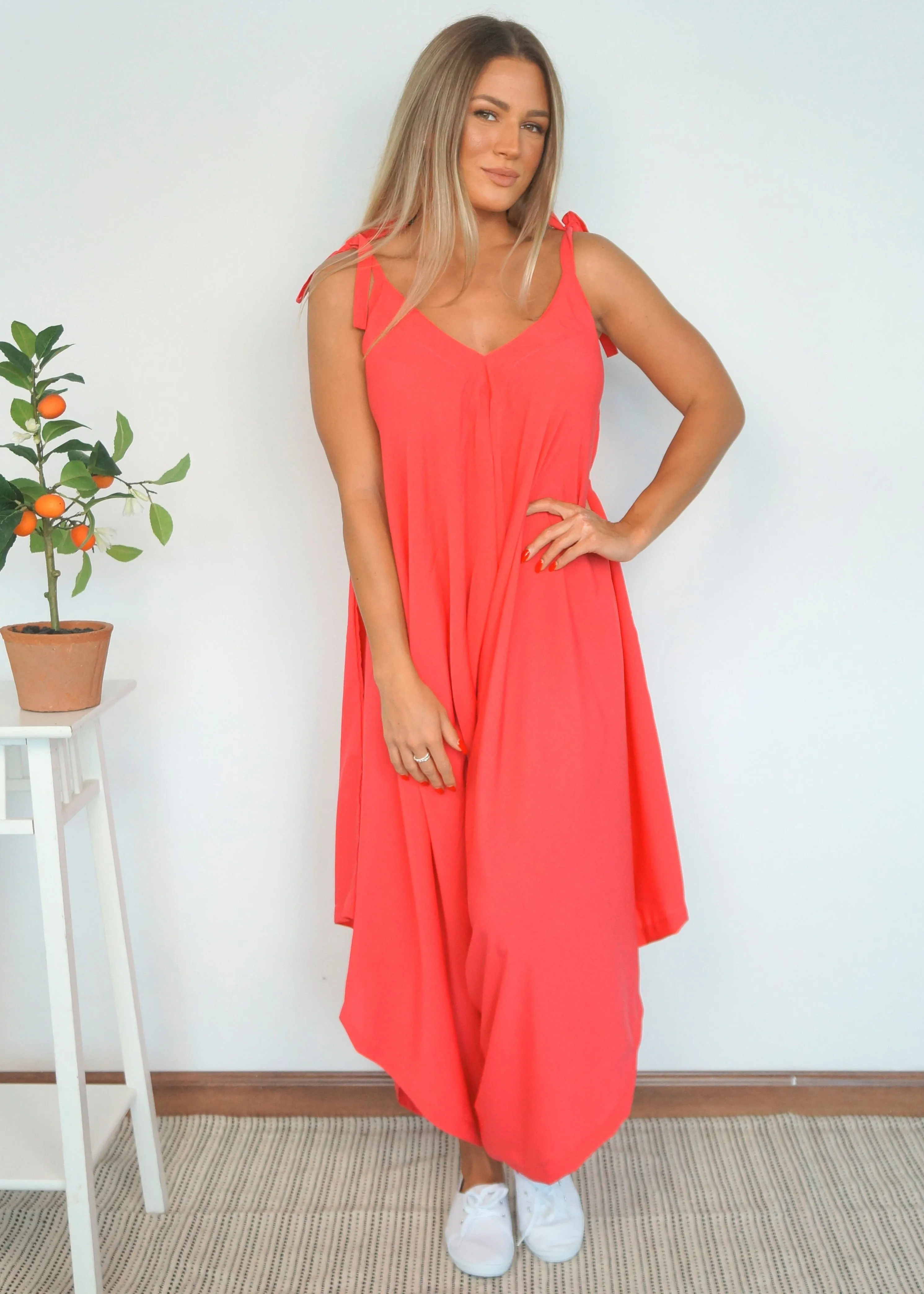 The Harem Jumpsuit - Holiday Coral