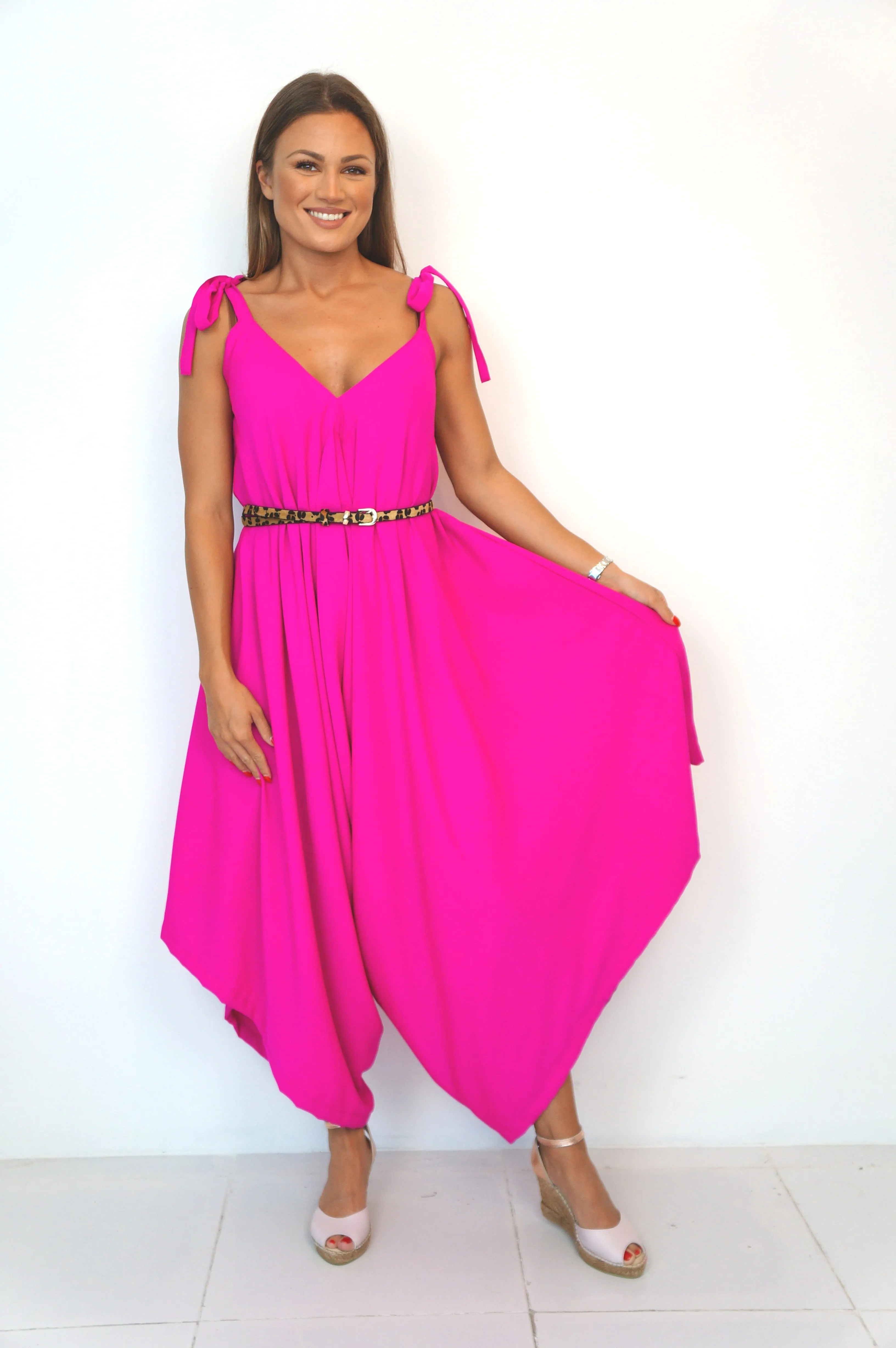 The Harem Jumpsuit - Hot Pink