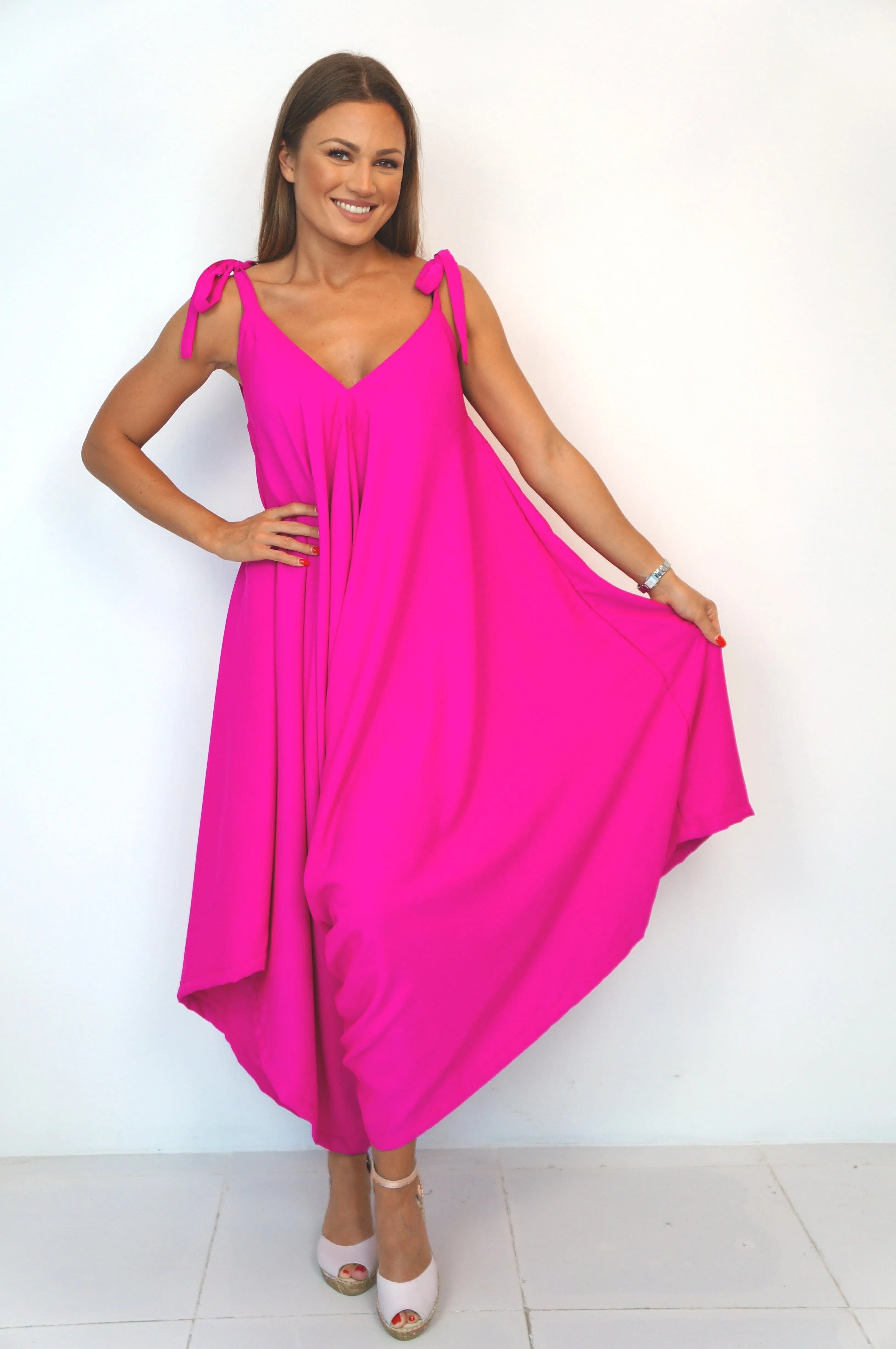 The Harem Jumpsuit - Hot Pink