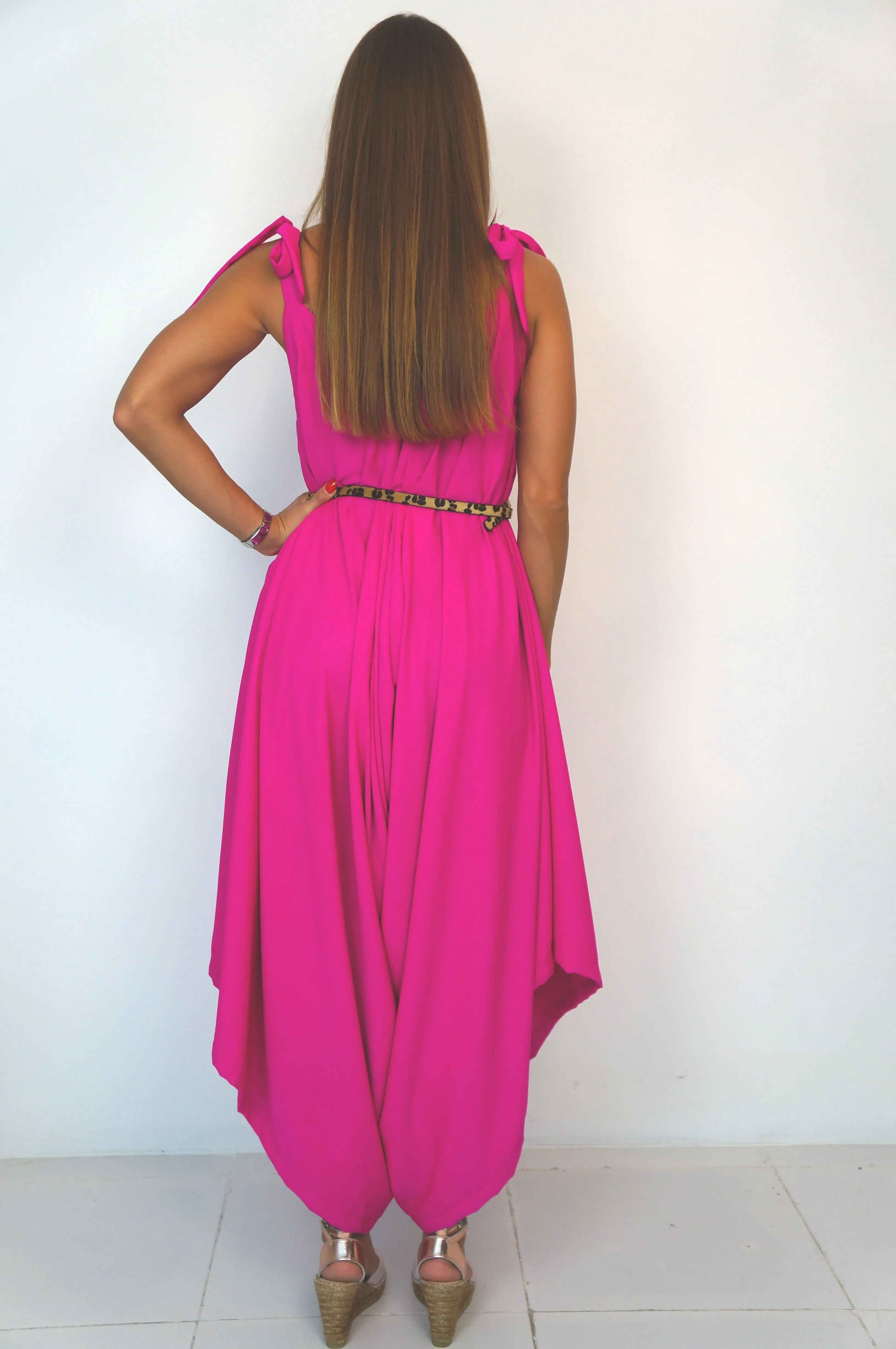 The Harem Jumpsuit - Hot Pink