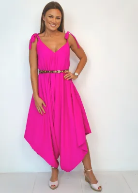 The Harem Jumpsuit - Hot Pink